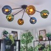Koyoto ceiling light, globe light 77.5 cm blue, gold, green, 6-light sources
