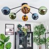 Koyoto ceiling light, globe light 77.5 cm blue, gold, green, 6-light sources