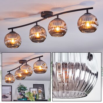 Ripoll ceiling light, globe light Smoke-coloured, 4-light sources