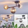 Chehalis ceiling light, globe light Amber, clear, Smoke-coloured, 3-light sources