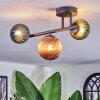 Chehalis ceiling light, globe light blue, green, coppery, 3-light sources