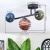 Chehalis ceiling light, globe light blue, green, coppery, 3-light sources