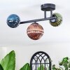 Chehalis ceiling light, globe light blue, green, coppery, 3-light sources