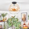 Ripoll ceiling light, globe light Amber, clear, 1-light source