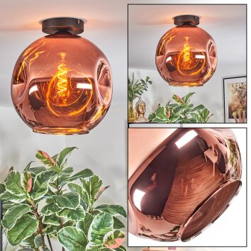 Ripoll ceiling light, globe light coppery, 1-light source