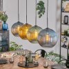 Koyoto hanging light, globe light, pendant light blue, gold, green, 4-light sources