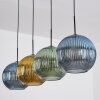 Koyoto hanging light, globe light, pendant light blue, gold, green, 4-light sources