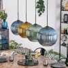 Koyoto hanging light, globe light, pendant light blue, gold, green, 4-light sources