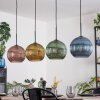 Koyoto hanging light, globe light, pendant light blue, gold, green, coppery, 4-light sources