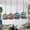 Koyoto hanging light, globe light, pendant light blue, green, coppery, 4-light sources
