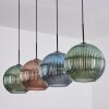 Koyoto hanging light, globe light, pendant light blue, green, coppery, 4-light sources
