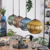 Koyoto hanging light, globe light, pendant light blue, gold, green, coppery, 4-light sources