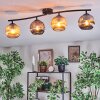 Ripoll ceiling light, globe light Amber, Smoke-coloured, 4-light sources