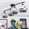 Ripoll ceiling light, globe light chrome, Smoke-coloured, 4-light sources