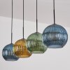 Koyoto hanging light, globe light, pendant light blue, gold, green, 4-light sources
