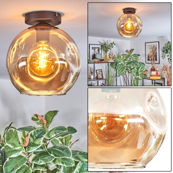 Ripoll ceiling light, globe light Amber, 1-light source