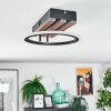 Galen ceiling light LED Wood like finish, black, 1-light source