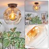 Ripoll ceiling light, globe light Amber, clear, 1-light source