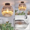 Ripoll ceiling light, globe light chrome, clear, Smoke-coloured, 1-light source