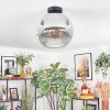 Ripoll ceiling light, globe light chrome, clear, Smoke-coloured, 1-light source