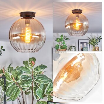 Koyoto ceiling light, globe light 30 cm Amber, clear, 1-light source