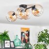Koyoto ceiling light, globe light Amber, clear, 4-light sources
