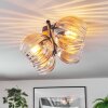 Koyoto ceiling light, globe light Amber, clear, 4-light sources