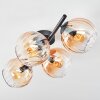 Koyoto ceiling light, globe light Amber, clear, 4-light sources