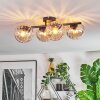 Koyoto ceiling light, globe light Amber, clear, 4-light sources