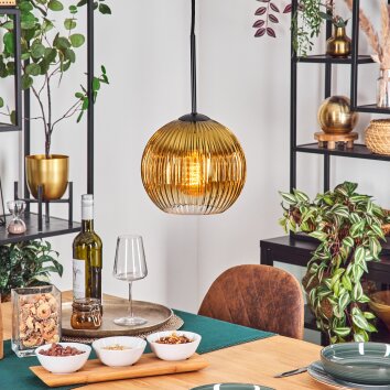 Koyoto hanging light, globe light, pendant light 20 cm gold, clear, 1-light source