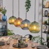 Koyoto hanging light, globe light, pendant light blue, green, coppery, 4-light sources