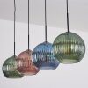 Koyoto hanging light, globe light, pendant light blue, green, coppery, 4-light sources
