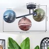 Chehalis ceiling light, globe light blue, green, coppery, 3-light sources