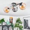 Koyoto ceiling light, globe light Amber, clear, Smoke-coloured, 4-light sources
