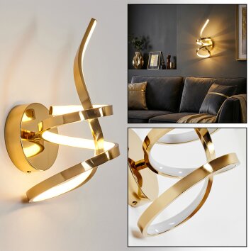 Lunor wall light, wall spotlight LED gold, 1-light source