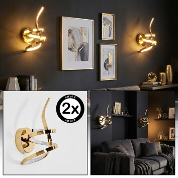Lunor wall light, wall spotlight LED gold, 1-light source
