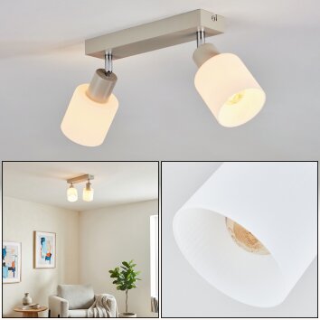 Fonik ceiling light chrome, sand-coloured, 2-light sources