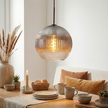 Koyoto hanging light, globe light, pendant light clear, Smoke-coloured, 1-light source