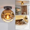 Ripoll ceiling light, globe light gold, clear, 1-light source