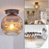 Ripoll ceiling light, globe light chrome, clear, Smoke-coloured, 1-light source