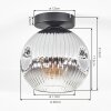 Ripoll ceiling light, globe light chrome, clear, Smoke-coloured, 1-light source