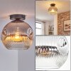 Ripoll ceiling light, globe light chrome, clear, Smoke-coloured, 1-light source