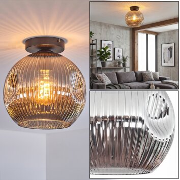Ripoll ceiling light, globe light Smoke-coloured, 1-light source