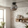 Ripoll ceiling light, globe light chrome, Smoke-coloured, 1-light source
