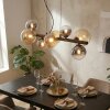 Chehalis hanging light, globe light, pendant light Amber, clear, Smoke-coloured, 8-light sources