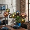 Chehalis hanging light, globe light, pendant light blue, green, coppery, 8-light sources
