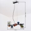 Chehalis hanging light, globe light, pendant light blue, chrome, green, coppery, Smoke-coloured, 8-light sources