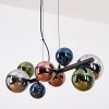 Chehalis hanging light, globe light, pendant light blue, chrome, green, coppery, Smoke-coloured, 8-light sources