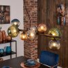 Chehalis hanging light, globe light, pendant light blue, green, coppery, Smoke-coloured, 8-light sources