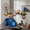 Chehalis hanging light, globe light, pendant light blue, green, coppery, Smoke-coloured, 8-light sources